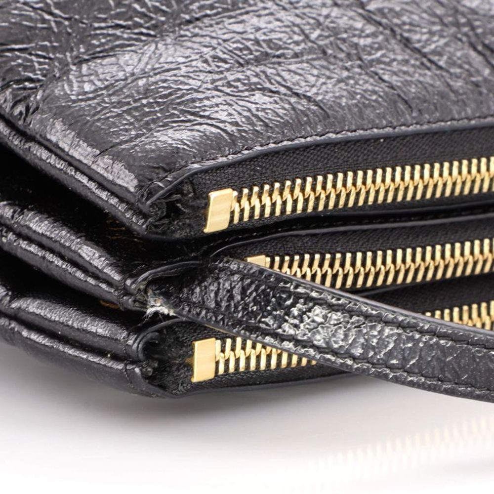 Celine Trio Crossbody Bag Crackled Leather Large Black - Picture 7 of 8